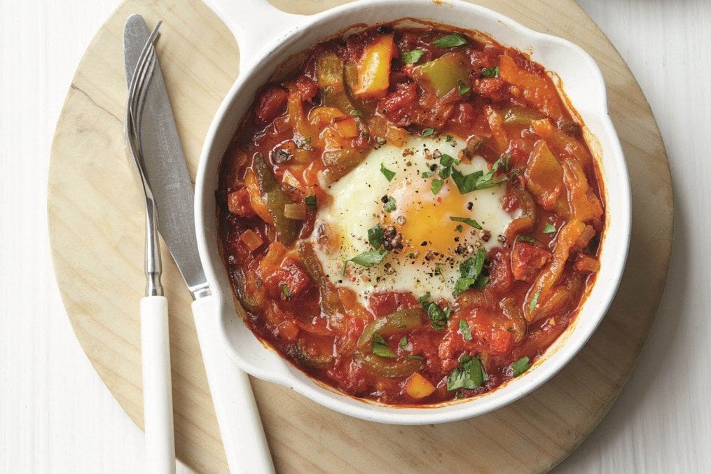 Baked eggs with chorizo